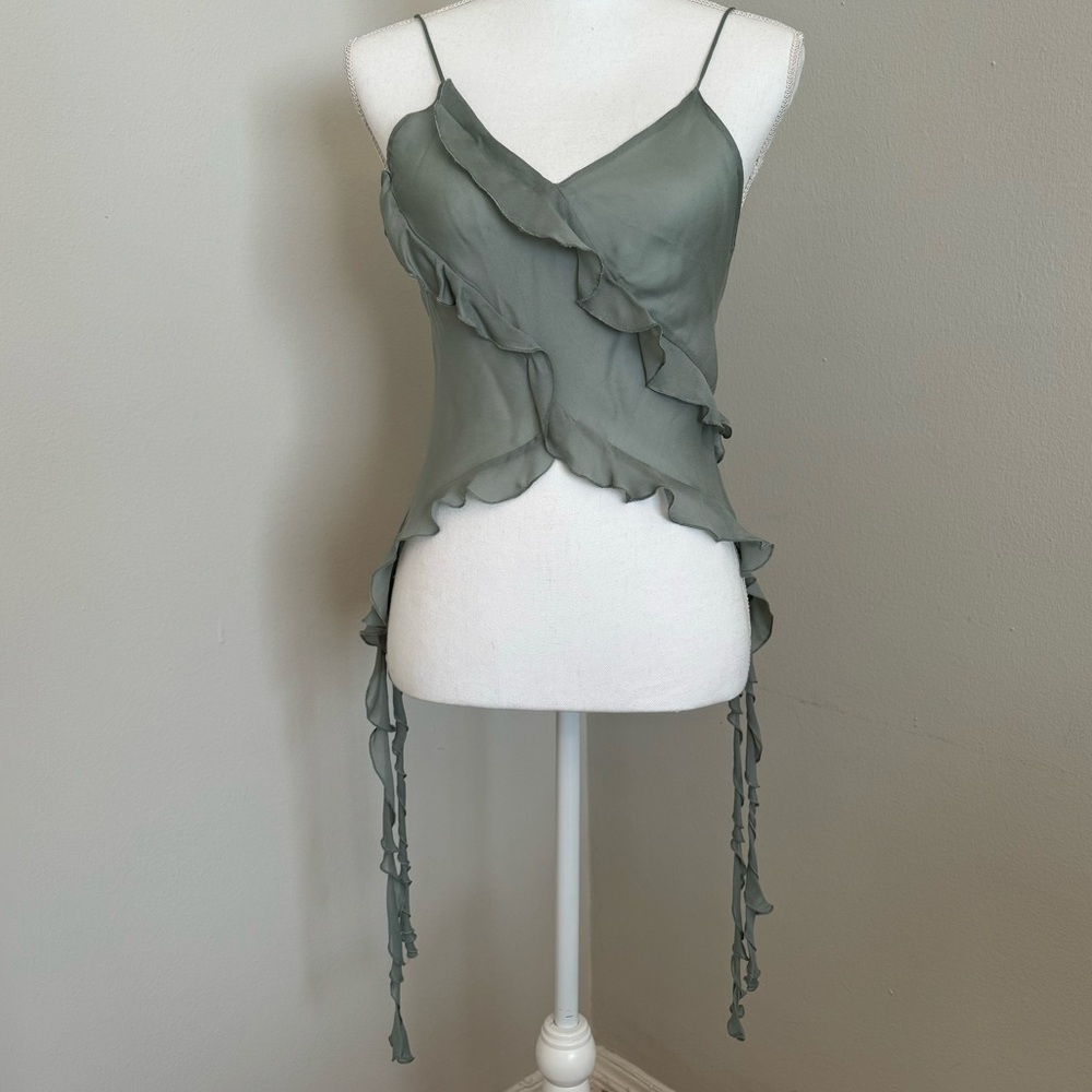 ZARA Semi Sheer Ruffled Asymmetrical Top in Great Condition